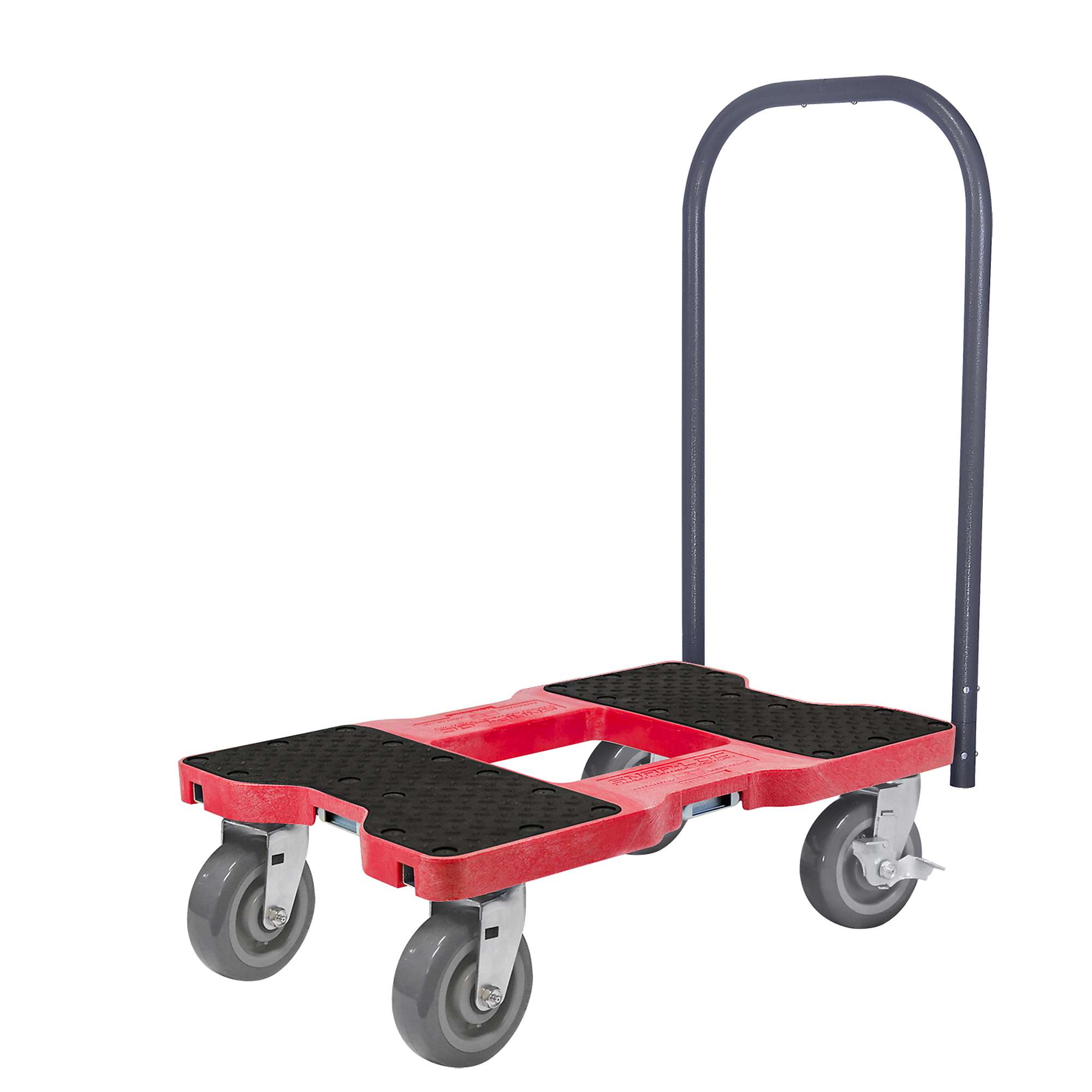 Snap-Loc Super-Duty E-Track Push Cart Dolly - 33.5in. x 20.5in. x 40in., 1800-Lb. Capacity, Polyurethane Wheels, Red, Model# SL1800P6R